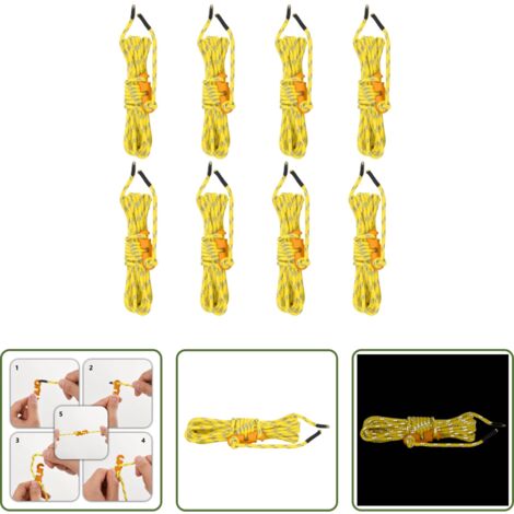 Cuerda de tienda -  Cuerda de vientos con tensores reflectantes 8 piezas 4 m 4 mm
