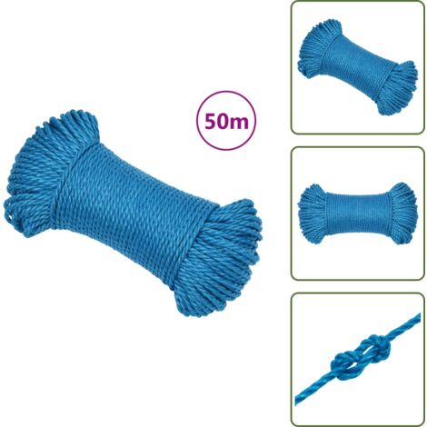 Cuerda de trabajo 3 mm - vidaXL Cuerda de trabajo polipropileno azul 3 mm 50 m - Cuerda de trabajo 50 m