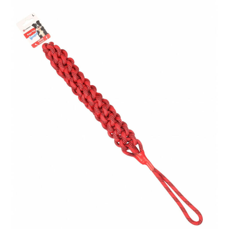 

Cuerda de tracción Vokas. trenzada, flotante. roja y negra. tamaño L. 66 cm . juguete para perros.