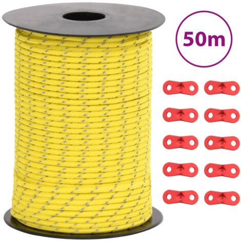 Cuerda de vientos con tiras reflectantes y tensores 50 m 3 mm