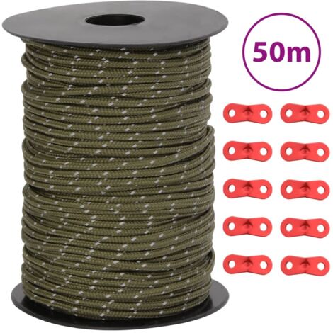 Cuerda de vientos con tiras reflectantes y tensores 50 m 3 mm