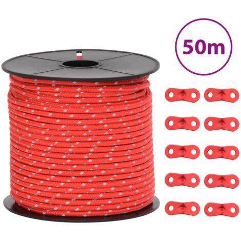 Cuerda de vientos con tiras reflectantes y tensores 50 m 4 mm