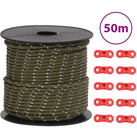 Cuerda de vientos con tiras reflectantes y tensores 50 m 4 mm