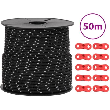 Cuerda de vientos con tiras reflectantes y tensores 50 m 4 mm