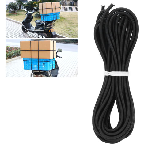 Cuerda elástica de polipropileno [Cuerda elástica de 10 m para bricolaje] - Cuerda flexible de 0,6 cm para asegurar, transportar y decorar (268 g, color negro)