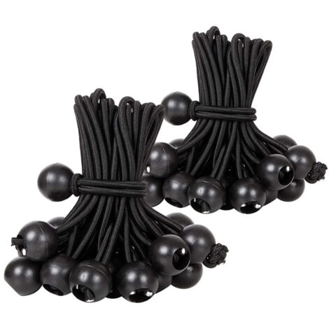 Cuerda elástica negra para toldos, lonas, camping, tiendas de campaña y cortinas (30 unidades, 300 mm)