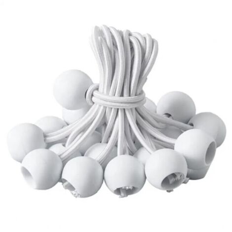 Cuerda elástica, paquete de 30 tensores para lonas, para pancartas, lonas, arneses de extensión para carpas y soportes para lonas (blanco, 150 mm)