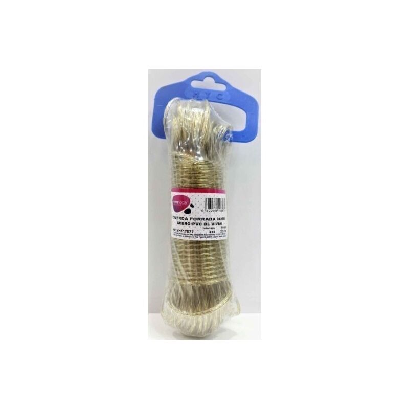 

Cuerda Forrada 04Mm Acero/Pvc Blanco Vivah 20 Mt