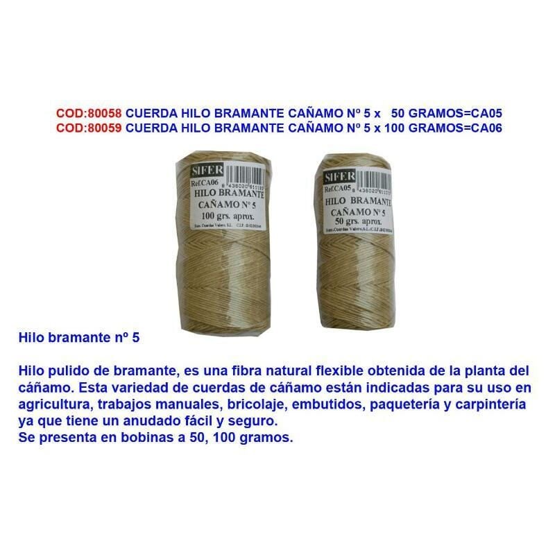 

MIBRICOTIENDA cuerda hilo bramante cañamo nº 5 x 100 gramos ca06