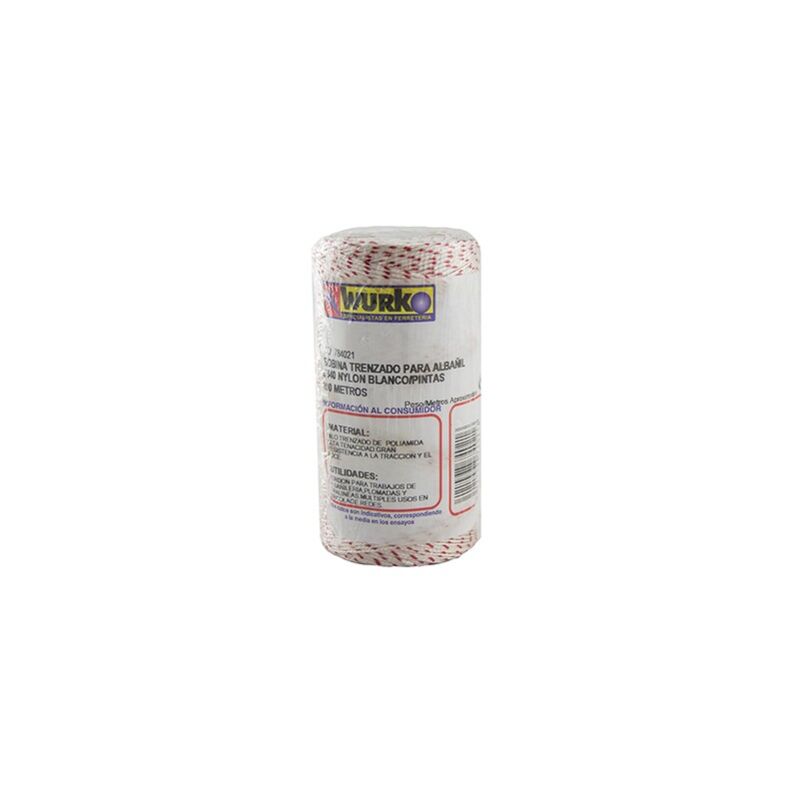 

R/100mt cuerda linea nylon blanco/rojo