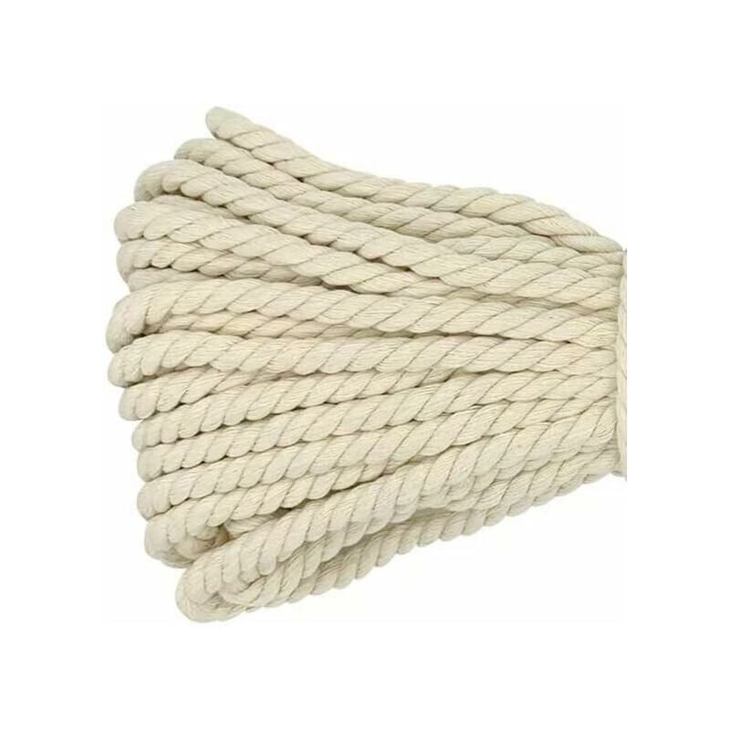 Cuerda Macramé, Cuerda Gruesa, Cuerda Grande de Algodón Trenzado, 8mm x 20m Beige