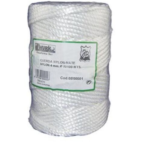 CUERDA NYLON MATE 4MM BLANCA 100MT ROLLO
