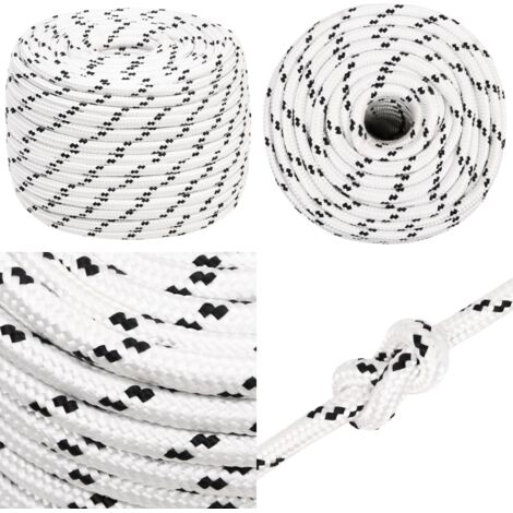 Cuerda para barco trenzada poliéster blanco 12 mmx25 m - Cuerda trenzada - Cuerda para barco