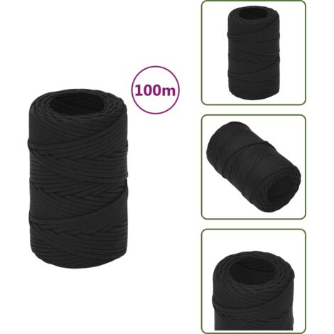 Cuerda para navegar - vidaXL Cuerda de barco polipropileno negro intenso 2 mm 100 m - Cuerda para kayak