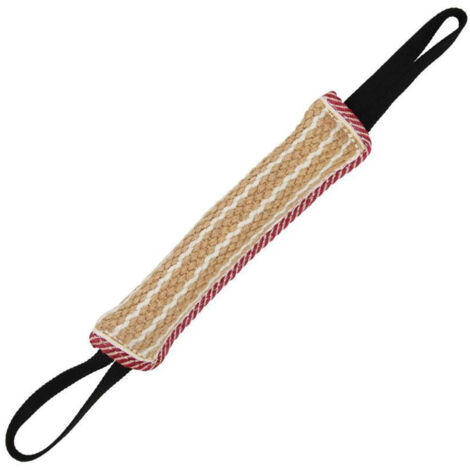 Cuerda para perros con 2 asas de cáñamo natural – juguete para masticar y entrenar – 30 x 8 cm