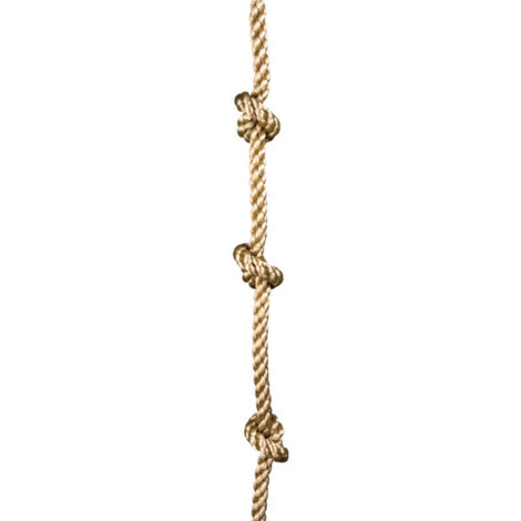 Cuerda para trepar con peldaños de madera y anilla de suspensión resistente, aspecto natural, para mayores de 3 años, color beige.