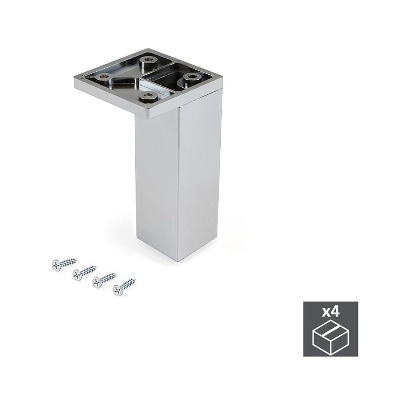 

Pie para mueble, esquina, regulable 100 - 110 mm, Plástico, Cromado, 4 ud.