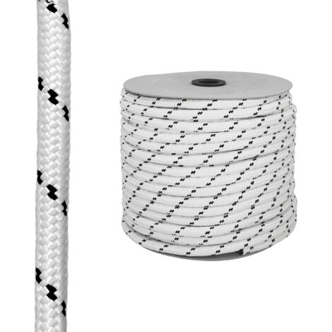 Cuerda Poliester Trenzada Blanca / Azul 4 mm. Bobina 200 m.