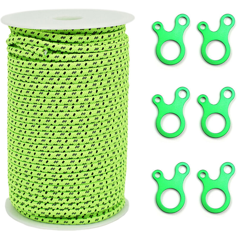 

Cuerda reflectante para tienda de campana de 2,5 mm / 4 mm 50M, Paracord, para tienda de campana al aire libre,4 mm