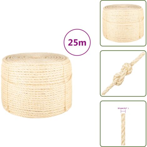Cuerda resistente - vidaXL Cuerda 100% sisal 10 mm 25 m - Cuerda para jardinería