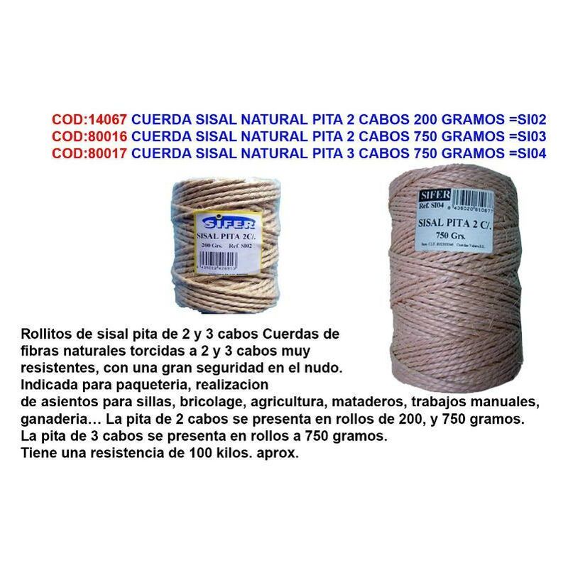 

cuerda sisal natural pita 3 cabos 750 gramos si05 nueva si04 - Mibricotienda