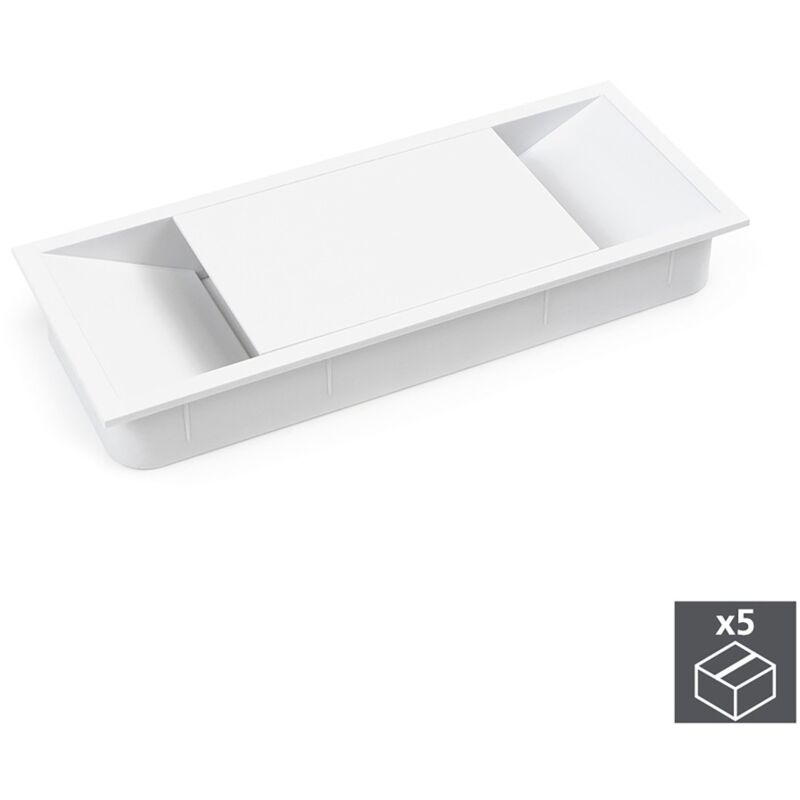 

Pasacables mesa, rectangular, 152 x 61 mm, para encastrar, Plástico, Blanco, 5 ud.