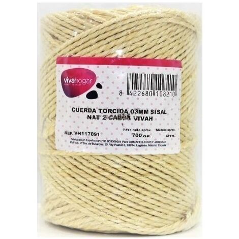 Cuerda Torcida 03Mm Sisal Natural 2 Cabos Vivah 700 Gr