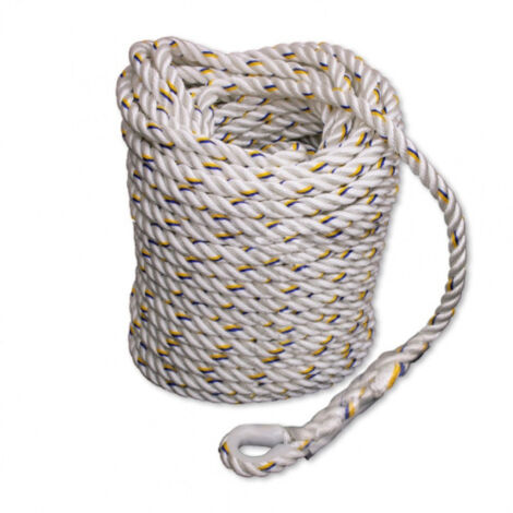 Cuerda torcida con indicador de desgaste y guardacabo Ø14mm IRUDEK Cobra  Blanco                                            10m
