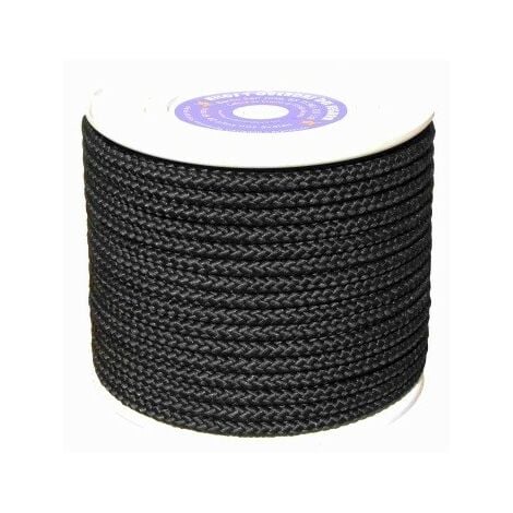 CUERDA TRENZ. 06MM NYL NEG MATE HYC 200 MT