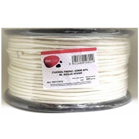 Cuerda Trenzada  05Mm Nylon Blanco  Aguja Vivah 200 Mt