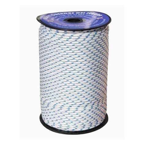 Cuerda Trenzada  05Mm Nylon Blanco /Azul Brillante Hyc 200 Mt