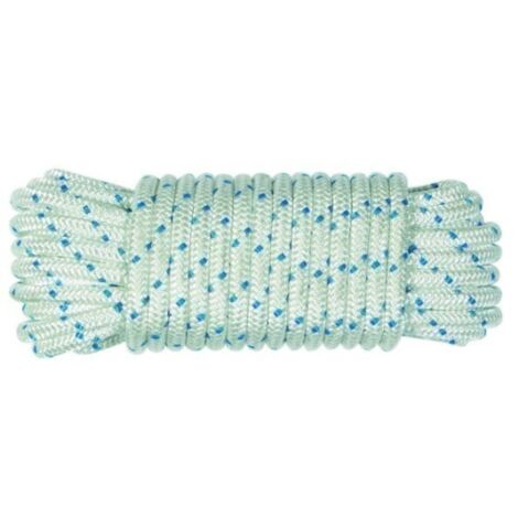 Cuerda Trenzada  08Mm Nylon Blanco/Azul Tipo Driza Hyc 20 Mt