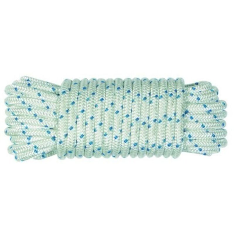 Cuerda Trenzada 08Mm Nylon Blanco/Azul Tipo Driza Hyc 10 Mt