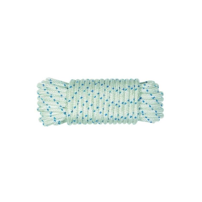 Cuerda Trenzada 08Mm Nylon Blanco/Azul Tipo Driza Hyc 10 Mt