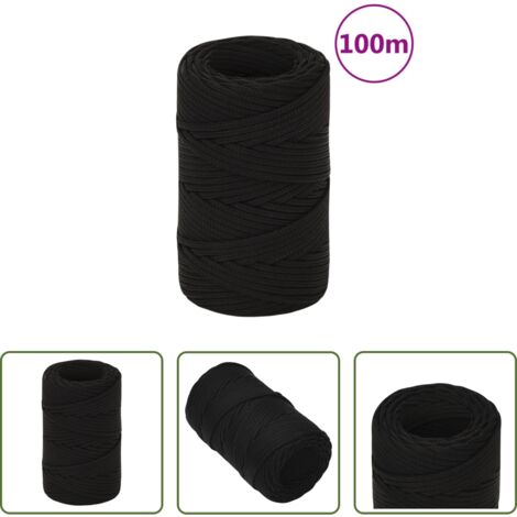 Cuerda trenzada -  Cuerda de trabajo poliéster negro 2 mm 100 m