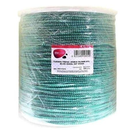 Cuerda Trenzada  Doble 04,5Mm Nylon Blanco/Verde Sedal Interior Vivah 500 Mt