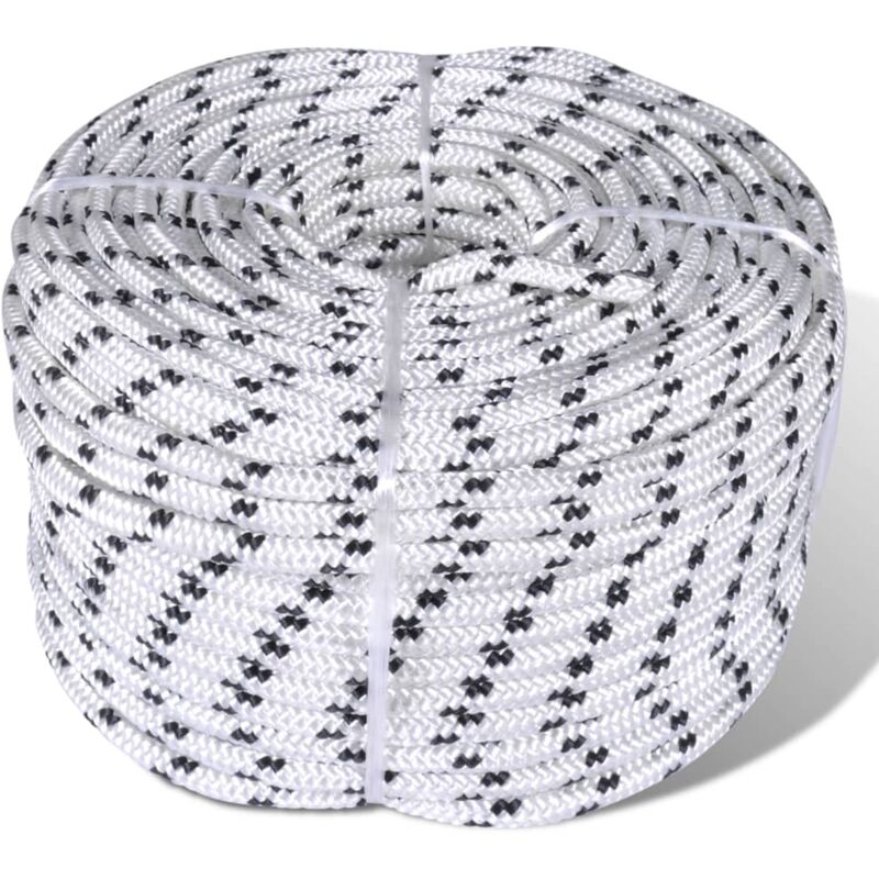 

vidaXL Cuerda trenzada poliéster 6 mm 250 mm blanco