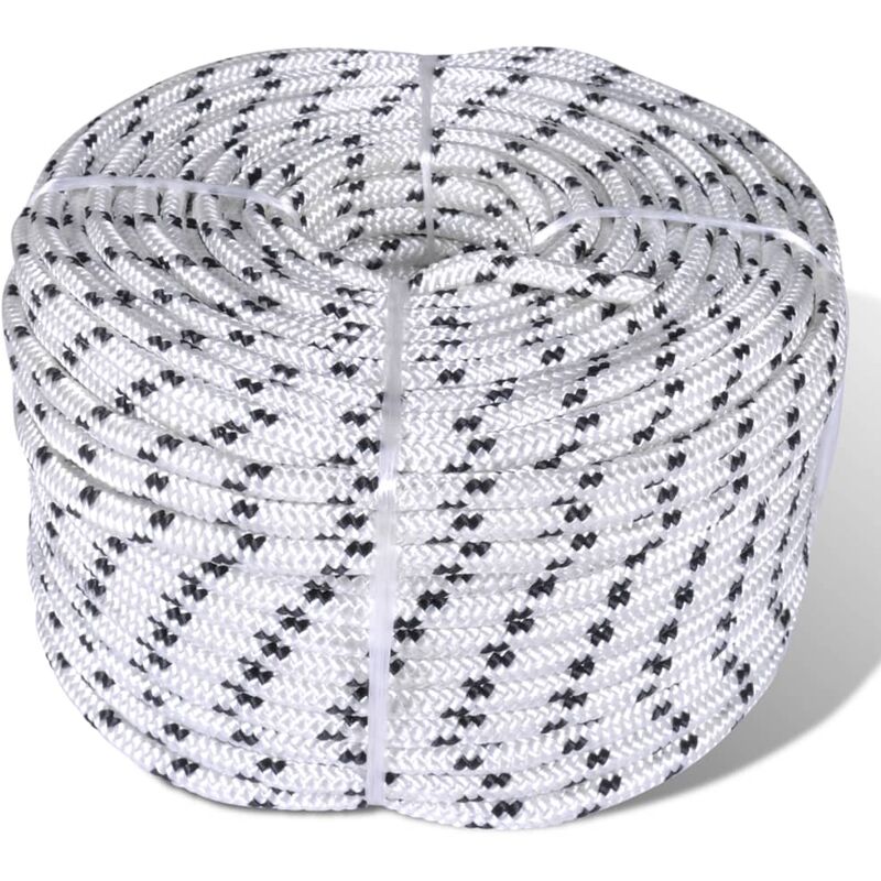 

vidaXL Cuerda trenzada poliéster 8 mm 250 m blanco