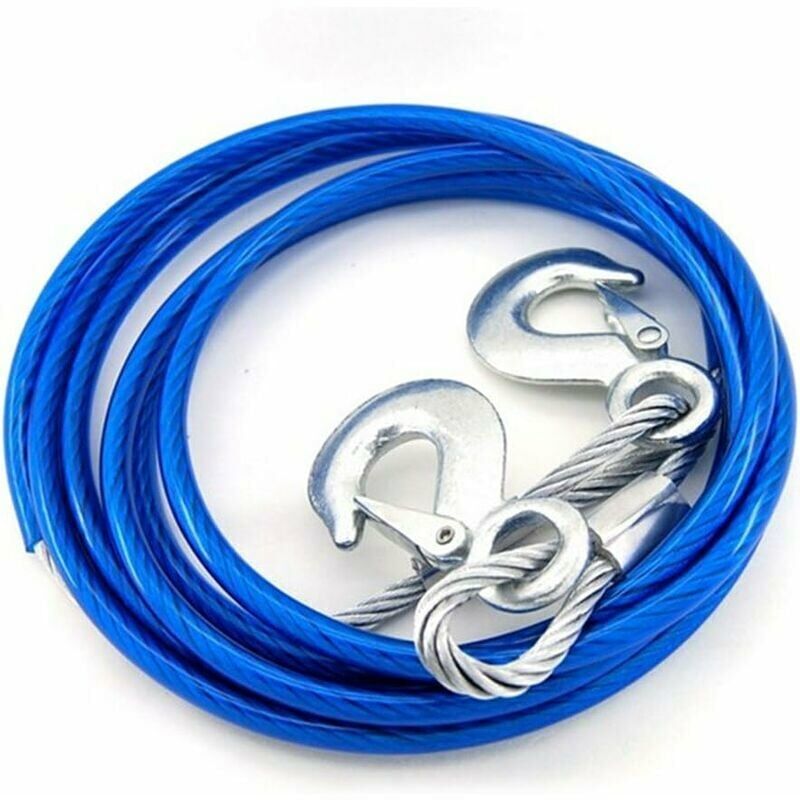 Cuerdas de remolque de 5 toneladas Cable de remolque de recuperación resistente de 4 metros con 2 ganchos de seguridad para automóviles
