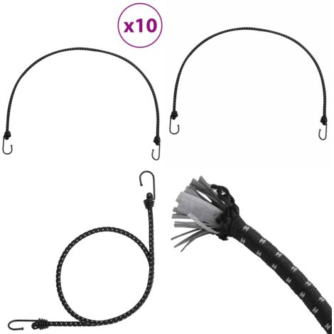 Cuerdas elásticas con tiras reflectantes y ganchos 10 uds 100cm - Cuerdas reflectantes - Cuerdas para fijar