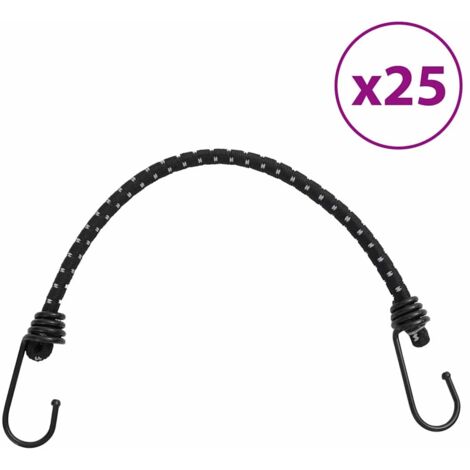 Cuerdas elásticas con tiras reflectantes y ganchos 25 uds 38 cm