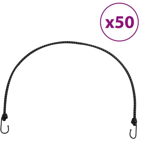 Cuerdas elásticas con tiras reflectantes y ganchos 50 uds 100cm