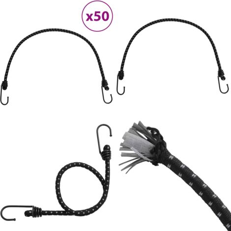 Cuerdas elásticas con tiras reflectantes y ganchos 50 uds 59 cm - Cuerdas reflectantes - Cuerdas para fijar