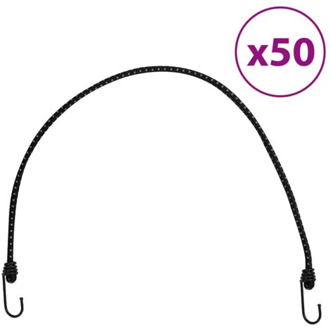 Cuerdas elásticas con tiras reflectantes y ganchos 50 uds 88 cm