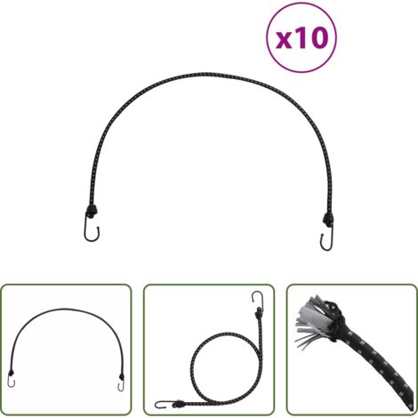 Cuerdas reflectantes -  Cuerdas elásticas con tiras reflectantes y ganchos 10 uds 100cm