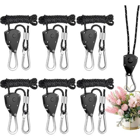 cuerdas reflectantes para tienda de campaña, 4 m/Ø4 mm, con polea y trinquete ajustable, de nailon para escalada, camping, tienda de campaña, lona, senderismo y para colgar.
