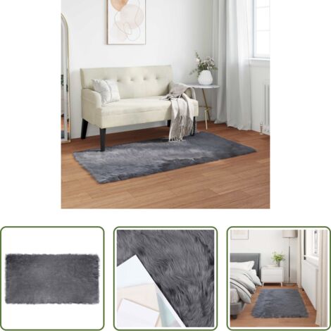Cuero sintético - Alfombra de Imitación de Piel de Oveja Tafalla Antracita