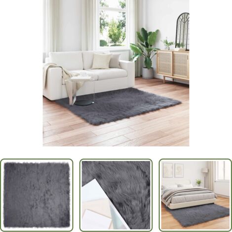 Cuero sintético -  Alfombra de Imitación de Piel de Oveja Tafalla Antracita