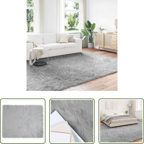 Cuero sintético - Alfombra de Imitación de Piel de Oveja Tafalla Gris Poliéster