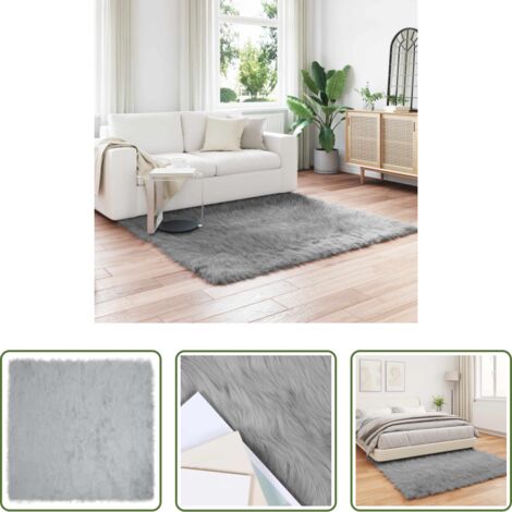 Cuero sintético -  Alfombra de Imitación de Piel de Oveja Tafalla Gris Poliéster